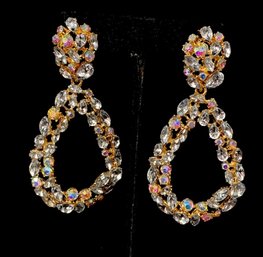 Fabulous Goldtone & Rhinestone Drop Earrings