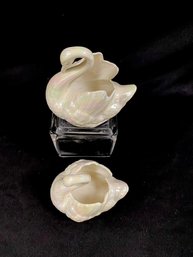 Pair Of Vintage Original Holland Mold Swan Planters