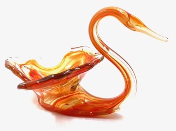 Diminutive Hand-blown Glass Swan Candy Dish