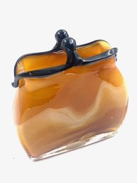 Fabulous Figural Art Glass Purse