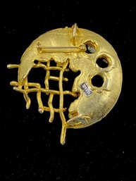 Artistic & Unique Goldtone & Natural Stone Brooch - Israel