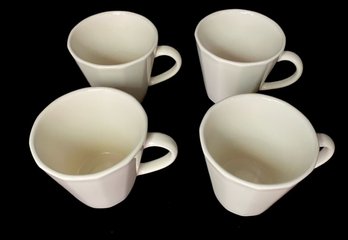 Set Of 4 Pfaltzgraff White Paneled Ceramic Mugs