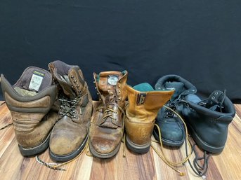 3 Pairs Mens Previously Owned Work Boots - 10-10.5