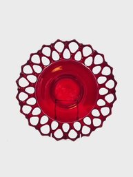 Incredible Vintage Ruby Red Doric Open Lace Charger