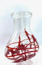 Handblown Margie's Garden Apocolyptic Red & Clear Jug Vase