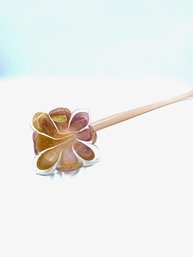 Single Stem Crystal Clear Murano Style Italian Bead Blown Glass Flower