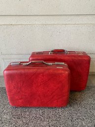 Vintage American Tourister Hard Sided Luggage - Marbled Red