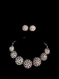 Fabulous, Elegant, And Sophisticated Rhinestone Orb Necklace & Earring Set By Chico's