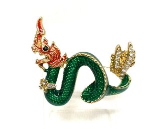 Vibrant Asian Dragon Brooch