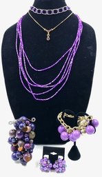 Grouping Of Purple Tone Jewelry- 6 Pieces