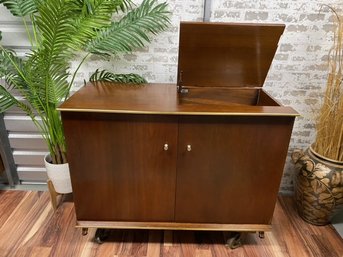 Solid Walnut Vintage Record Cabinet/ Media Cabiner By Wellcor