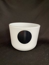 Modern Handblown White & Black Geometric Art Glass Vase