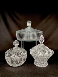 3 Vintage Lidded Candy Dishes