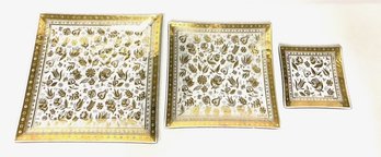 Set Of 3 Signed Georges Briard 22KT Gold Serving Trays