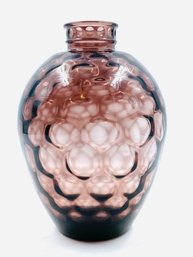 Unique Plum/grape Bottle Form Vase - Honeycomb Optic Design