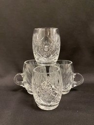 Stunning Set Of 4 Cut Crystal Coffee Mugs