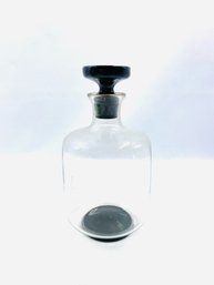 Handblown Clear & Black Glass Decanter