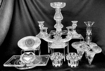 Large Collection Of Assorted Candlestick Holders & Underplates - Includes Orrefors