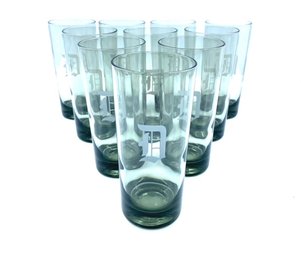 Set Of 10 Vintage Smoked Glass Monogrammed Tumblers