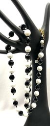 Stunning Weighted Black & White Glass Bead Necklace