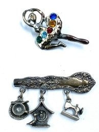 Pairing Of Sterling Silver Brooches