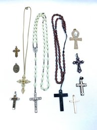 Grouping Of Religious Pieces/crosses, Etc