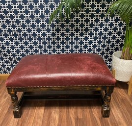 Shabby Chic Distressed Leather Bench