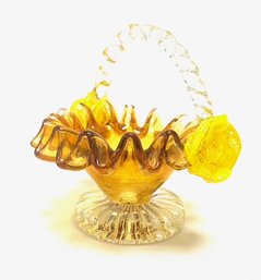 Vintage Handblown Art Glass Basket