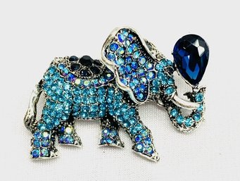 Amazing Rhinestone Encrusted Elephant Brooch