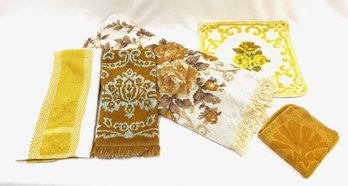 Vintage MCM Bathroom Linens - Golden Tones Grouping - 5 Pc.