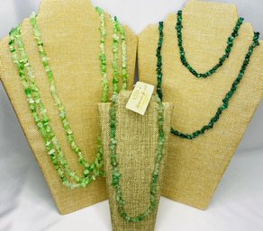 Trio Of Natural Green Necklaces