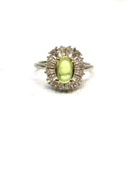 925 Stamped Size 7 Ring W/ Center Peridot Stone