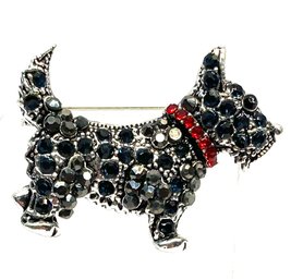 Adorable Rhinestone Scottie Dog Brooch