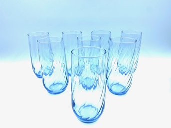 Set Of 8 Light Blue Spiral Tumblers