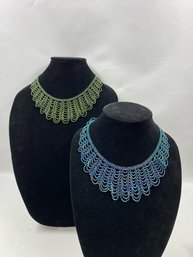 Pair Of Victorian Style Drape Seed Bead Necklaces