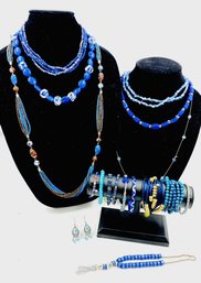 Collection Of Blue Hue Jewelry- 21 Pieces