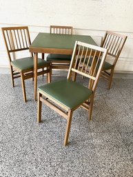 Vintage MCM Stakmore Card Table & 4 Folding Chairs