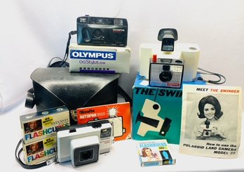 Vintage Camera Grouping Including Polaroid & N.O.S. Flash Bulbs
