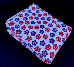 Red White & Blue Flower Power Cotton Knit Fabric