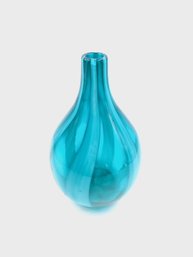 Intriguing Teal 2-tone Handblown Bottle Form Vase