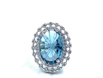 Stunning 925 Stamped Brazilian Crystal Starburst Ring - Size 7