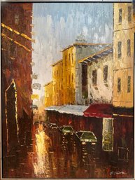 Largescale Original Oil Painting - Cars Street Scene, Signed, 60x40