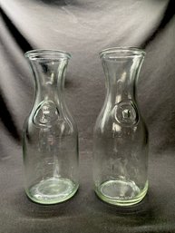 Pair Of Vintage Glass Milk Carafes