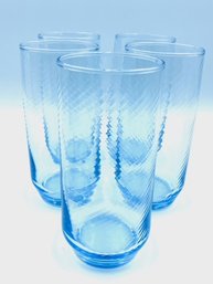 Set Of 5 Light Blue Tight Spiral Tumblers By Libbey