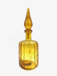 Fantastic Vintage Empoli Style Ribbed Amber Decanter W/ Stopper