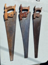 Grouping Of Vintage Hand Saws Branded Warrented Superior