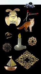 Grouping Of Metal & Unique Estate Brooches