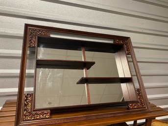 Vintage Mirror Back Wooden Shadow Box Curio Wall Mirror