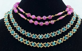 Pairing Of Colorful Vintage Single Strand Necklaces