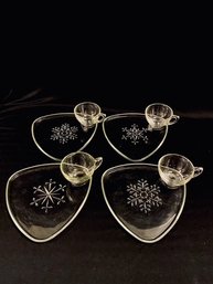 Set Of 4 Vintage MCM Hostess Snowflake Dishes